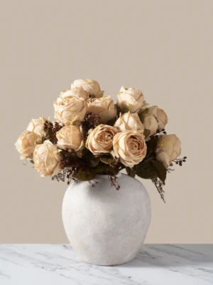 p020_main Large Rose Faux Arrangement — Beige (21 Roses)