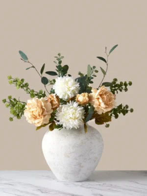 p058_main Cream Peony & Eucalyptus Faux Arrangement