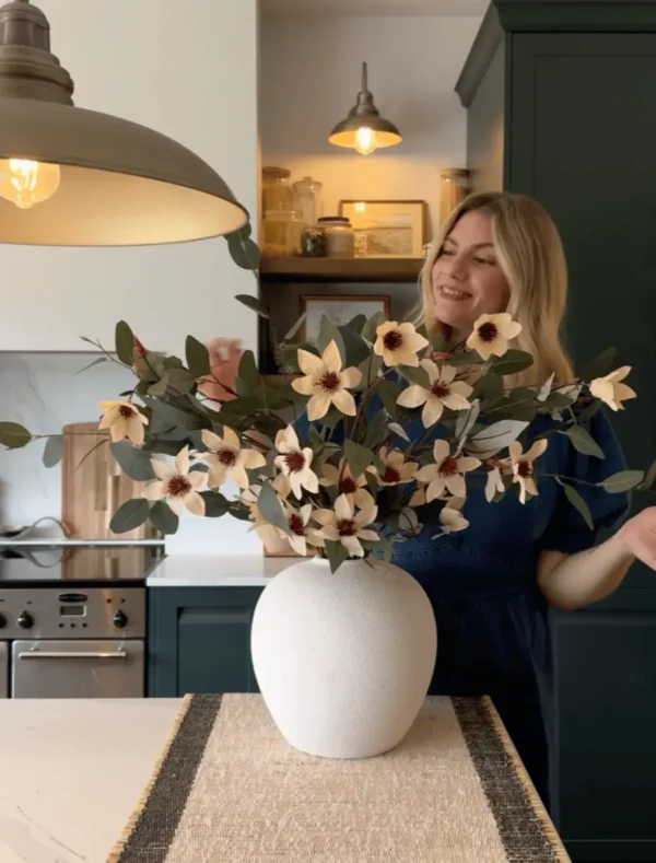 p106_g2 Eucalyptus & Cream Magnolia Faux Arrangement