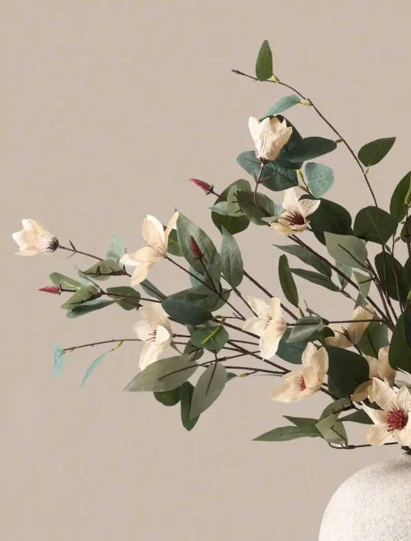 p106_g3 Eucalyptus & Cream Magnolia Faux Arrangement