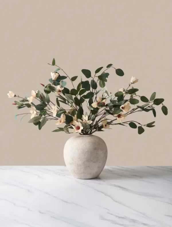 p106_main Eucalyptus & Cream Magnolia Faux Arrangement