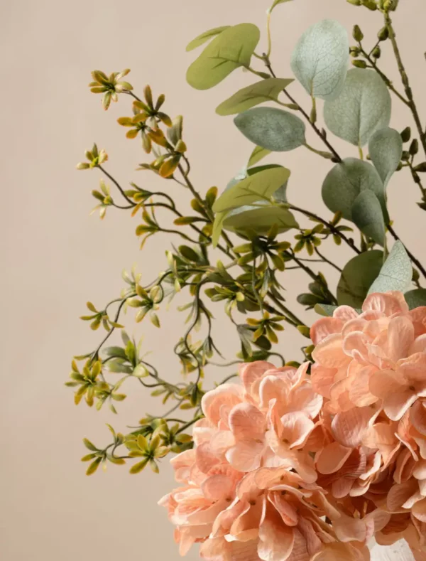 p127_g2 Eucalyptus & Apricot Hydrangea Faux Arrangement