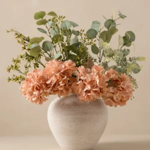 Eucalyptus & Apricot Hydrangea Faux Arrangement