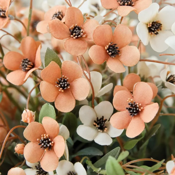 Peach & White Wildflower Faux Bouquet (12 Stems)