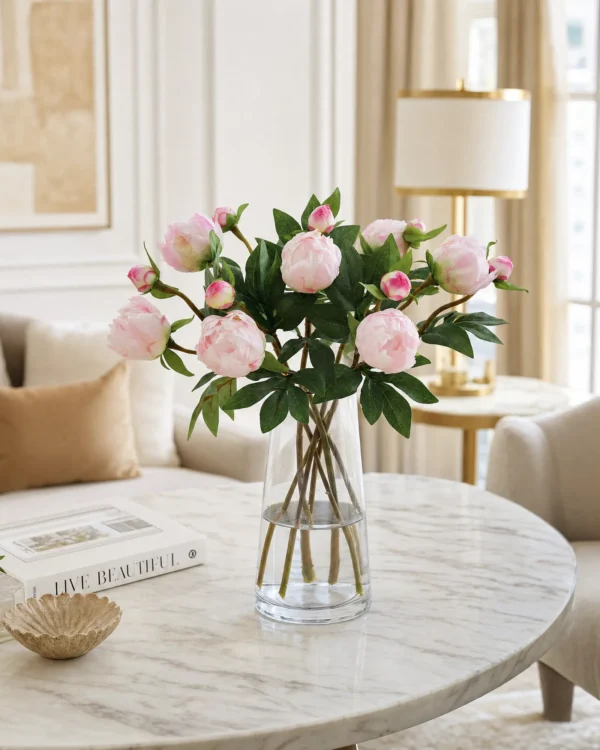Stella Premium Real-Touch Faux Peony Stem - Silk Peonies for Home Decor