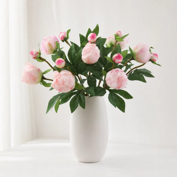 Main Product Image - Minimal Ceramic Vase Stella Premium Real-Touch Faux Peony Stem - Silk Peonies for Home Decor
