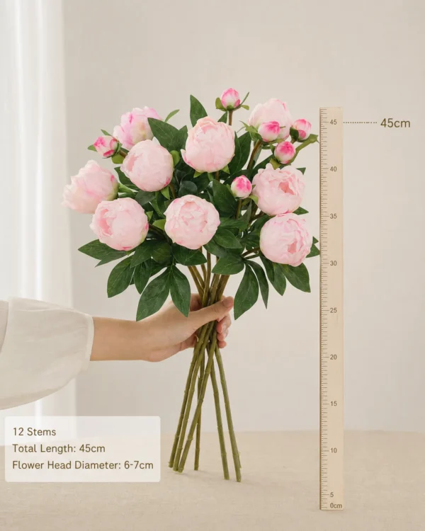 Stella Premium Real-Touch Faux Peony Stem - Silk Peonies for Home Decor